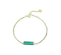SLCHJX Palace Wind Annual Ring Bracelet Girls 14K Gold Bracelet Green Agate Hand Jewelry