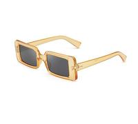 SLCHJX Rectangular Frame Two Rice Nails Sunglasses Men Retro Anti-Ultraviolet Sunglasses (Black Frame Gray Flakes)