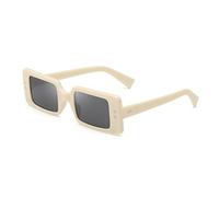 SLCHJX Rectangular Frame Two Rice Nails Sunglasses Men Retro Anti-Ultraviolet Sunglasses (Black Frame Gray Flakes)