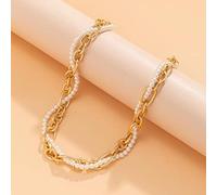 SLCHJX Retro Pearl Necklace Women Fashion Multilayer Chain Combination Pearl Necklace Gift Moon Pendant Want to Come to You