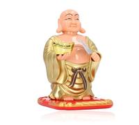 SLCHJX Solar Maitreya Buddha Statues, Big Ears Large Outdoor Statue Feng Shui Golden Laughing Standing Buddha Large Laughing Maitreya Buddha Statue Figurine Solar Head Shaking Funny Buddhist Ornament