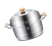 SLCHJX Stock Pot/2 Layer Steamer - Large Stock Pot with Lid,Cooking Pot with Non-Stick Coating,Commercial/Household 304 Stainless Steel Soup Pot,for Gas Stove/Induction Cooker (One Color