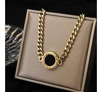 SLCHJX Titanium Steel Choker Roman Numerals Necklace Collar Statement Hip Hop Big Chunky Gold Color Thick Chain Necklace Women Jewelry