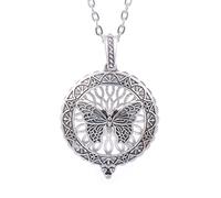 SLCHJX Tree of Life Aromatherapy Necklace Diffuser Vintage Bird Cat Open Locket Pendant Aroma Diffuser Necklace Jewelry with Felt Pads