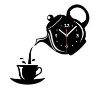 SLCHJX Wall Clock Coffee Cup Teapot DIY Wall Clock 3D Wall Clocks Kitchen Mirror Sticker Decorative Living Room Home Decor Clock