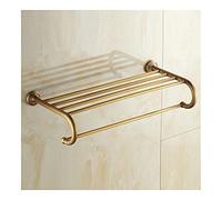 SLCHJX Wall Mounted Vintage Brass Towel Rack - Antique Style Bathroom Towel Holder Large Towel Bar & Shelf Elegant Bathroom Accessory for Home Décor