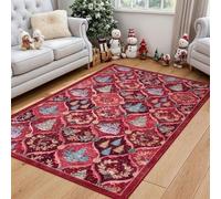 SLDAGe Christmas Area Rugs for Living Room 120X180 Cm, Washable Green Xmas Tree Cottage Bedroom Rugs Non Slip, Kitchen Carpet for Dining Room,A,100 * 150cm
