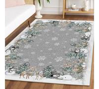 SLDAGe Christmas Rugs Living Room 120X180cm Washable Xmas Reindeer Area Rug for Bedroom with Non Slip Backing Soft Low Pile Floor Carpets,D,60 * 90cm