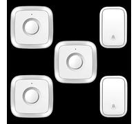 SLDAGe Door Bells Wireless Cordless,Self Powered Wireless Doorbell Kit with 3 Receivers + 2 Push Button,IP68 Waterproof Plug Through Doorbell Chime Kits,Door Bell Chime Kit with 60 Chimes,White silver