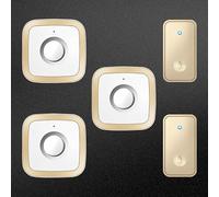 SLDAGe Self-Powered Doorbell, IP68 Waterproof 500ft Wireless Doorbell with 60 Chimes 5 Volume Levels, No Battery Required Plug in Boor Bell Kits with LED Light Flash for Home,Gold,2 V 3