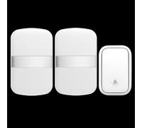 SLDAGe Self-Powered Doorbell, Waterproof IP68 Twin Wireless Doorbell No Battery Required Push Button Plug Through Cordless Door Chime at 500ft Range with 60 Chimes, 5-Level Volume & LED Light,White