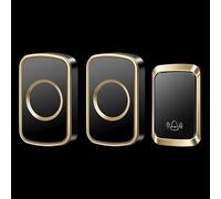 SLDAGe Self-Powered Doorbell,Waterproof IP68 Twin Wireless Doorbell No Battery Required Push Button Plug Through Cordless Door Chime at 500ft Range with 60 Chimes 5-Level Volume LED Light,Black gold