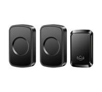 SLDAGe Self-Powered Doorbell,Waterproof IP68 Twin Wireless Doorbell No Battery Required Push Button Plug Through Cordless Door Chime at 500ft Range with 60 Chimes 5-Level Volume LED Light,Black