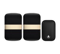 SLDAGe Self-Powered Doorbell, Waterproof IP68 Twin Wireless Doorbell No Battery Required Push Button Plug Through Cordless Door Chime at 500ft Range with 60 Chimes, 5-Level Volume & LED Light,Black