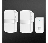 SLDAGe Self-Powered Doorbell, Waterproof IP68 Twin Wireless Doorbell No Battery Required Push Button Plug Through Cordless Door Chime at 500ft Range with 60 Chimes, 5-Level Volume & LED Light,Silver