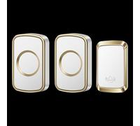 SLDAGe Self-Powered Doorbell,Waterproof IP68 Twin Wireless Doorbell No Battery Required Push Button Plug Through Cordless Door Chime at 500ft Range with 60 Chimes 5-Level Volume LED Light,White gold