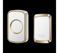 SLDAGe Self-Powered Doorbell, Waterproof IP68 Wireless Doorbell No Battery Required Push Button Plug Through Cordless Door Chime at 500ft Range with 60 Chimes, 5-Level Volume & LED Light,White gold