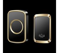 SLDAGe Self-Powered Doorbell, Waterproof IP68 Wireless Doorbell No Battery Required Push Button Plug Through Cordless Door Chime at 500ft Range with 60 Chimes, 5-Level Volume & LED Light,Black gold