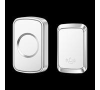 SLDAGe Self-Powered Doorbell, Waterproof IP68 Wireless Doorbell No Battery Required Push Button Plug Through Cordless Door Chime at 500ft Range with 60 Chimes, 5-Level Volume & LED Light,White silver