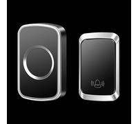 SLDAGe Self-Powered Doorbell, Waterproof IP68 Wireless Doorbell No Battery Required Push Button Plug Through Cordless Door Chime at 500ft Range with 60 Chimes, 5-Level Volume & LED Light,Black silver