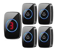 SLDAGe Wireless Doorbell 1/2/34/5/6/7/8/9 Push Buttons with IP66 Waterproof 60 Melodies 5 Volume Levels LED Light,Door Chime Kit 300M/1000ft Range,1 Digital Display Receivers for Home,4 in 1