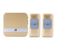 SLDAGe Wireless Doorbell,1000ft Long Range Waterproof Cordless Door Bell Chime Kit, with Remote Push Buttons Plug-in Receiver, 4 Volume, LED Flash, for Front or Back doorbell Sets,Gold,2 on 1