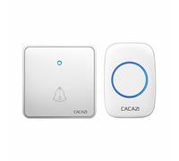 SLDAGe Wireless Doorbell, IP68 Waterproof Plug in Doorbell Kits Operating at The Range of 300m with 60 Loud Melodies, 5 Levels Volume Adjust LED Indicator, Easy Install at Home Apartment,White silver