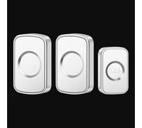 SLDAGe Wireless Doorbell Kit, 300m Waterproof Plug in Doorbell Cordless, Door Bell Chime Kit with 5 Level Volume & LED Flash, 60 Chimes, Easy Install at Home & Apartment,White silver,1 on 2