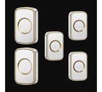 SLDAGe Wireless Doorbell Kit, 300m Waterproof Plug in Doorbell Cordless, Door Bell Chime Kit with 5 Level Volume & LED Flash, 60 Chimes, Easy Install at Home & Apartment,White gold,3 on 2