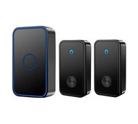 SLDAGe Wireless Doorbell,No Battery Required Self-Powered Door Bell Plug in Waterproof Cordless Doorbell Chime Kits at 500FT Range with 2 Remote Push Buttons,60 Chimes,5-Level Volume LED Light,Black