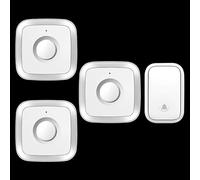 SLDAGe Wireless Doorbell, No Battery Required Self-Powered Door Bell Plug in Waterproof IP68 Cordless Doorbell Chime Kits at 500ft Range with 60 Chimes, 5-Level Volume with LED,White silver,1 V 3