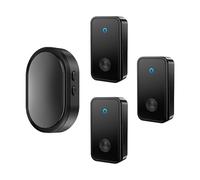 SLDAGe Wireless Doorbell, No Battery Required Self-Powered Door Bell Plug in Waterproof IP68 Cordless Doorbell Chime Kits at 500ft Range with 36 Chimes, 4-Level Volume LED Light,Black,3 V 1
