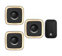 SLDAGe Wireless Doorbell, No Battery Required Self-Powered Door Bell Plug in Waterproof IP68 Cordless Doorbell Chime Kits at 500ft Range with 60 Chimes, 5-Level Volume with LED,Black gold,1 V 3
