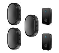 SLDAGe Wireless Doorbell, No Battery Required Self-Powered Door Bell Plug in Waterproof IP68 Cordless Doorbell Chime Kits at 500ft Range with 36 Chimes, 4-Level Volume LED Light,Black,2 V 3