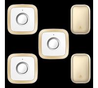SLDAGe Wireless Doorbell, No Battery Required Self-Powered Door Bell Plug in Waterproof IP68 Cordless Doorbell Chime Kits at 500ft Range with 60 Chimes, 5-Level Volume with LED,White gold,2 V 3