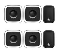 SLDAGe Wireless Doorbell, No Battery Required Self-Powered Door Bell Plug in Waterproof IP68 Cordless Doorbell Chime Kits at 500ft Range with 60 Chimes, 5-Level Volume with LED,Black silver,2 V 4