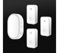 SLDAGe Wireless Doorbell, No Battery Required Self-Powered Door Bell Plug in Waterproof IP68 Cordless Doorbell Chime Kits at 500ft Range with 36 Chimes, 4-Level Volume LED Light,White,3 V 1