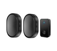 SLDAGe Wireless Doorbell, No Battery Required Self-Powered Door Bell Plug in Waterproof IP68 Cordless Doorbell Chime Kits at 500ft Range with 36 Chimes, 4-Level Volume LED Light,Black,1 V 2
