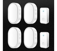 SLDAGe Wireless Doorbell, No Battery Required Self-Powered Door Bell Plug in Waterproof IP68 Cordless Doorbell Chime Kits at 500ft Range with 36 Chimes, 4-Level Volume LED Light,White,2 V 4