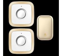 SLDAGe Wireless Doorbell,Self-Powered No Battery Door Bell, IP68 Waterproof Cordless Plug-in Doorbell Kit 2 Receivers, 60 Loud Chimes & 5 Level Volume (0-120dB) & LED Light for Home Front,White gold