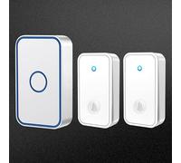 SLDAGe Wireless Doorbell Various Sets,No Battery Required Self-Powered Door Bell Plug in Waterproof IP65 Cordless Doorbell Chime Kits at 500ft Range,60 Chimes,5-Level Volume LED Light,White,2 on 1