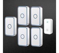 SLDAGe Wireless Doorbell Various Sets,No Battery Required Self-Powered Door Bell Plug in Waterproof IP65 Cordless Doorbell Chime Kits at 500ft Range,60 Chimes,5-Level Volume LED Light,White,1 on 5