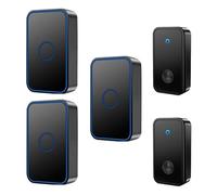 SLDAGe Wireless Doorbell Various Sets,No Battery Required Self-Powered Door Bell Plug in Waterproof IP65 Cordless Doorbell Chime Kits at 500ft Range,60 Chimes,5-Level Volume LED Light,Black,2 on 3