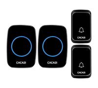 SLDAGe Wireless Doorbell with 2 Push Buttons 2 Receivers,IP68 Waterproof Twin Door Bells Wireless Cordless with LED Flash,300M/1000ft Long Range Plug in Door Bell with 58 Chimes 4 Volume Levels,Black
