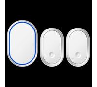 SLDAGe Wireless Doorbells, 1000 ft Range IP68 Waterproof Cordless Door Chime Kit with 2 Push Buttons, 60 Melodies, 5 Volume Levels, LED Flash, Suitable for Front Back Doors Entrance Ways,White silver