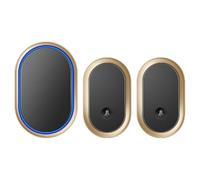 SLDAGe Wireless Doorbells, 1000 ft Range IP68 Waterproof Cordless Door Chime Kit with 2 Push Buttons, 60 Melodies, 5 Volume Levels, LED Flash, Suitable for Front Back Doors Entrance Ways,Black gold