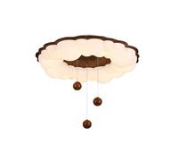 Sle Ceiling Lamp - French Walnut Wood Grain, Retro Cloud S, Ideal for Bedroom, Study, and Various Spaces - Ele Lighting Fixture