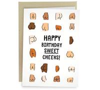 Sleazy Greetings Funny Birthday Card For Women or Men - 5 x 7 Inch Adult For Friend Bday Card with Matching Envelope - Happy Birthday Sweet Cheeks!
