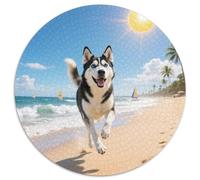 Sled Dogs 1000 Pieces Jigsaws Stress Reliever Difficult Challenge for Adults Kids Challenging Cute Pets Round Home Decor Gifts And Gifts (67.5x67.5cm)