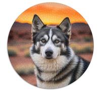 Sled Dogs 1000 Pieces Jigsaws Stress Reliever Difficult Challenge for Adults Kids Challenging Cute Pets Round Family Game Gifts And Gifts (67.5x67.5cm)